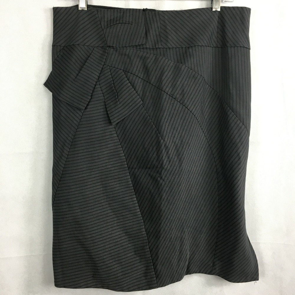 DS Lab Skirt Womens Sz 10 Cotton Stretch Gray Stripe‎ Pencil Lined